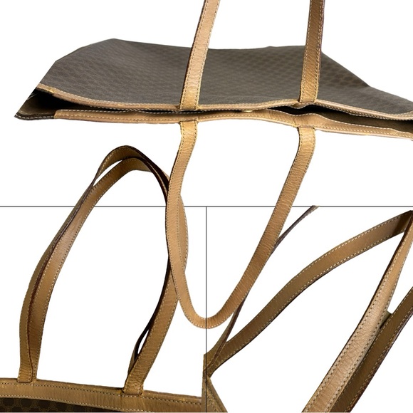 CELINE Vintage Macadam PVC Shoulder Tote Bag Auth/M14 Brown Monogram Two Handles - Picture 12 of 14